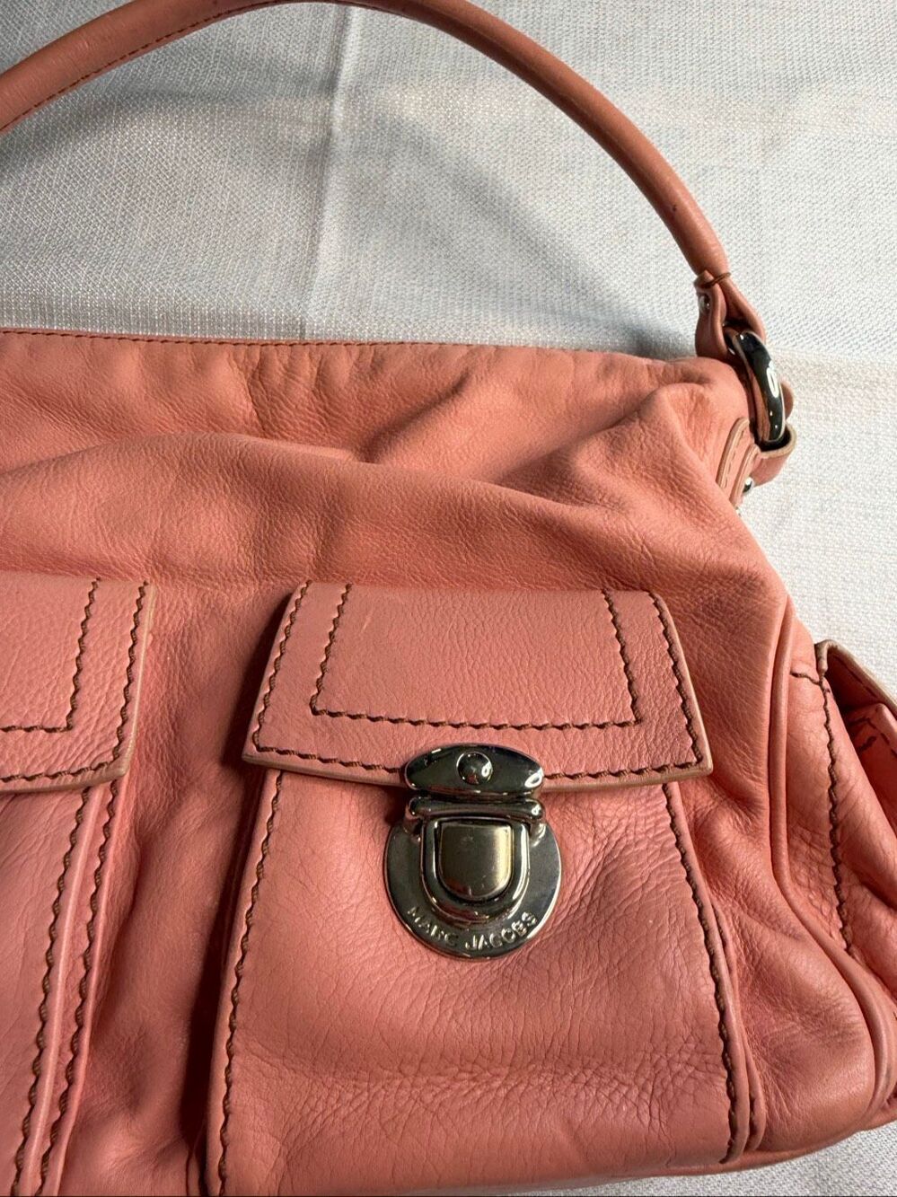 Marc Jacobs Blake Blush Pink Y2K Leather Multi Pocket Hobo Purse Handbag - Picture 9 of 16
